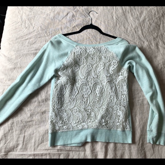 Mint green sweater with lace back - Picture 2 of 3